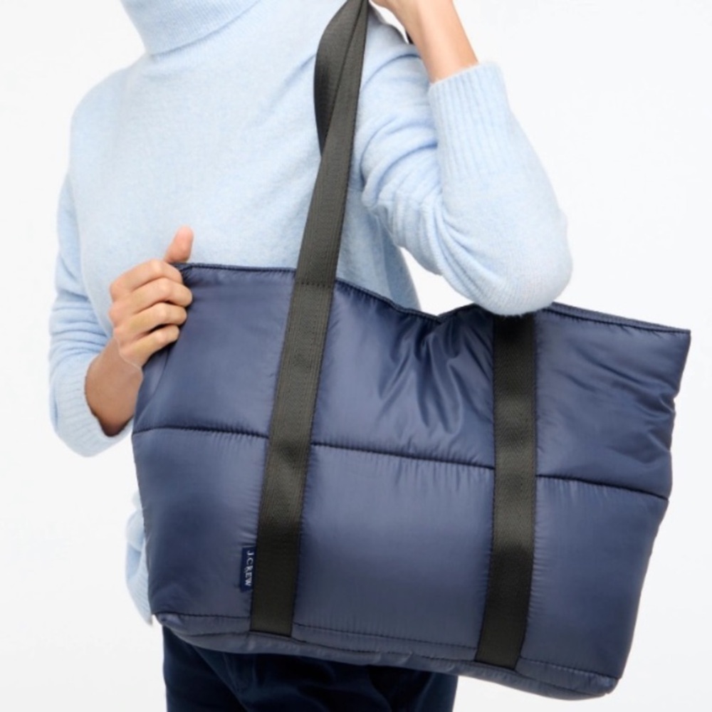 j.crew factory Puffer Tote Bag in navy blue